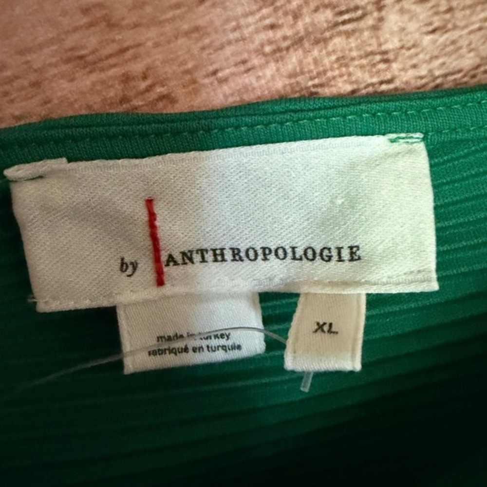 Anthropologie‎ Dress Plissé Faux-Wrap Kimono Sleeve Green Maxi Boho Glam XL NWT - Picture 8 of 10
